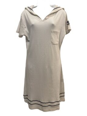 Pussers Sailor Collar Short Sleeve Dress - Cream with Navy Trim. Medium
